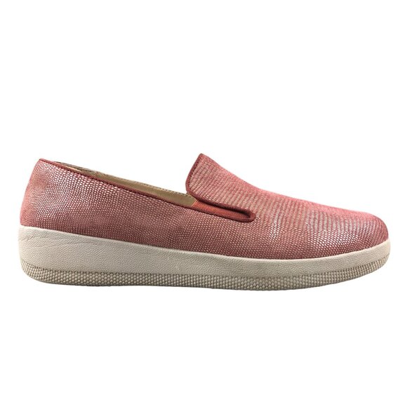 FitFlop Women's Size 8.5 Superskate Lizard Print Red Closed Toe Slip On Sneakers - Picture 1 of 15